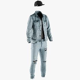Men's Jeans with Jacket, Thsirt and Cap 12 3D model